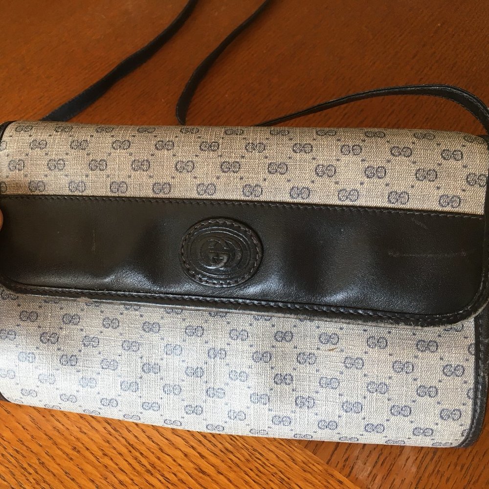 Vintage Gucci bag - navy blue G, coated canvas